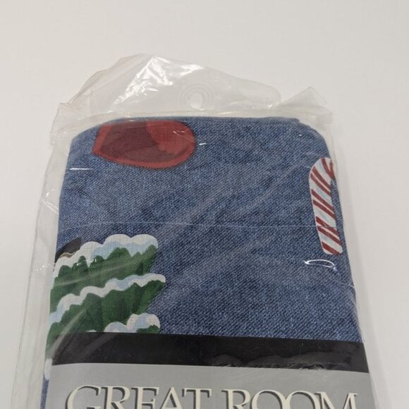 NEW VTG Excell Home Fashions Great Room Window Topper Valance Denim Snowmen Tree - Picture 5 of 6